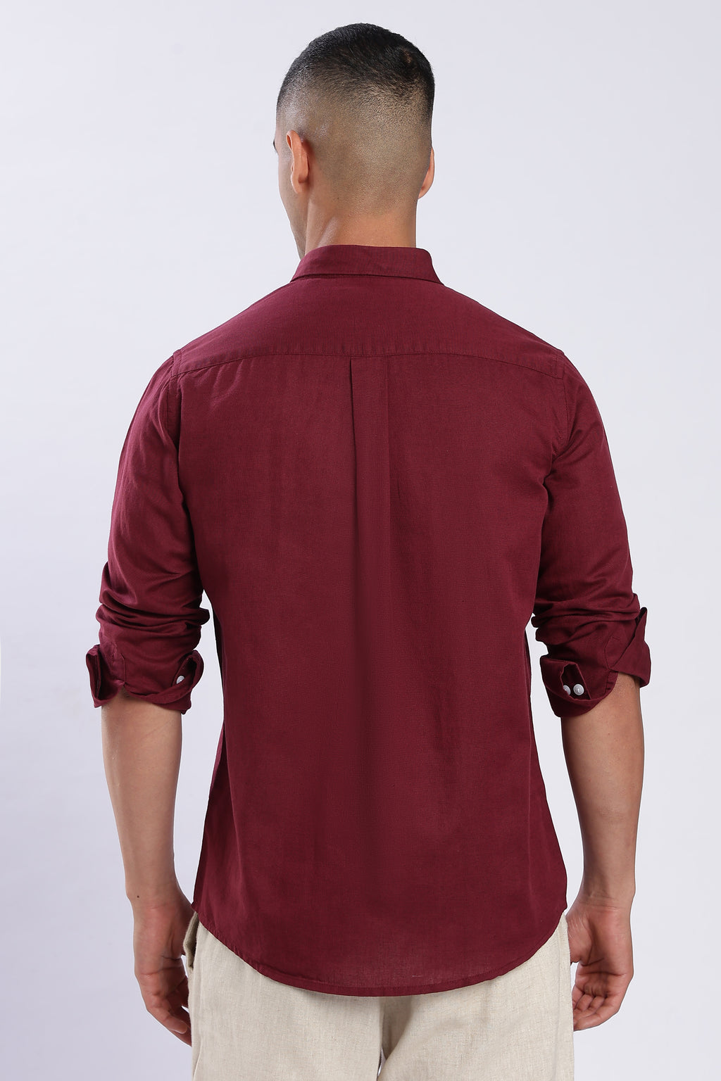 Maroon Linen Blend Shirts