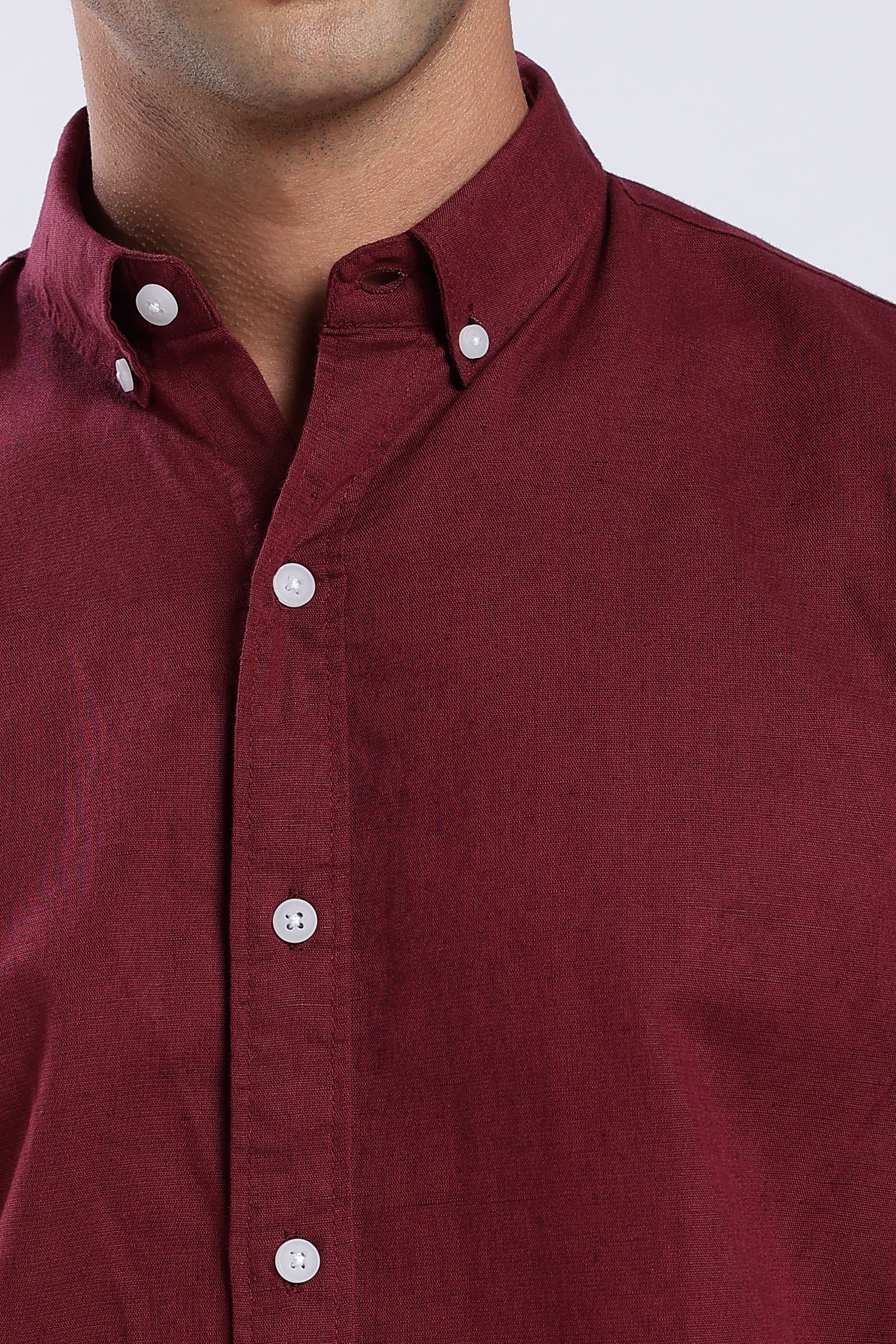 Maroon Linen Blend Shirts