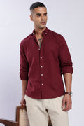 Maroon Linen Blend Shirts