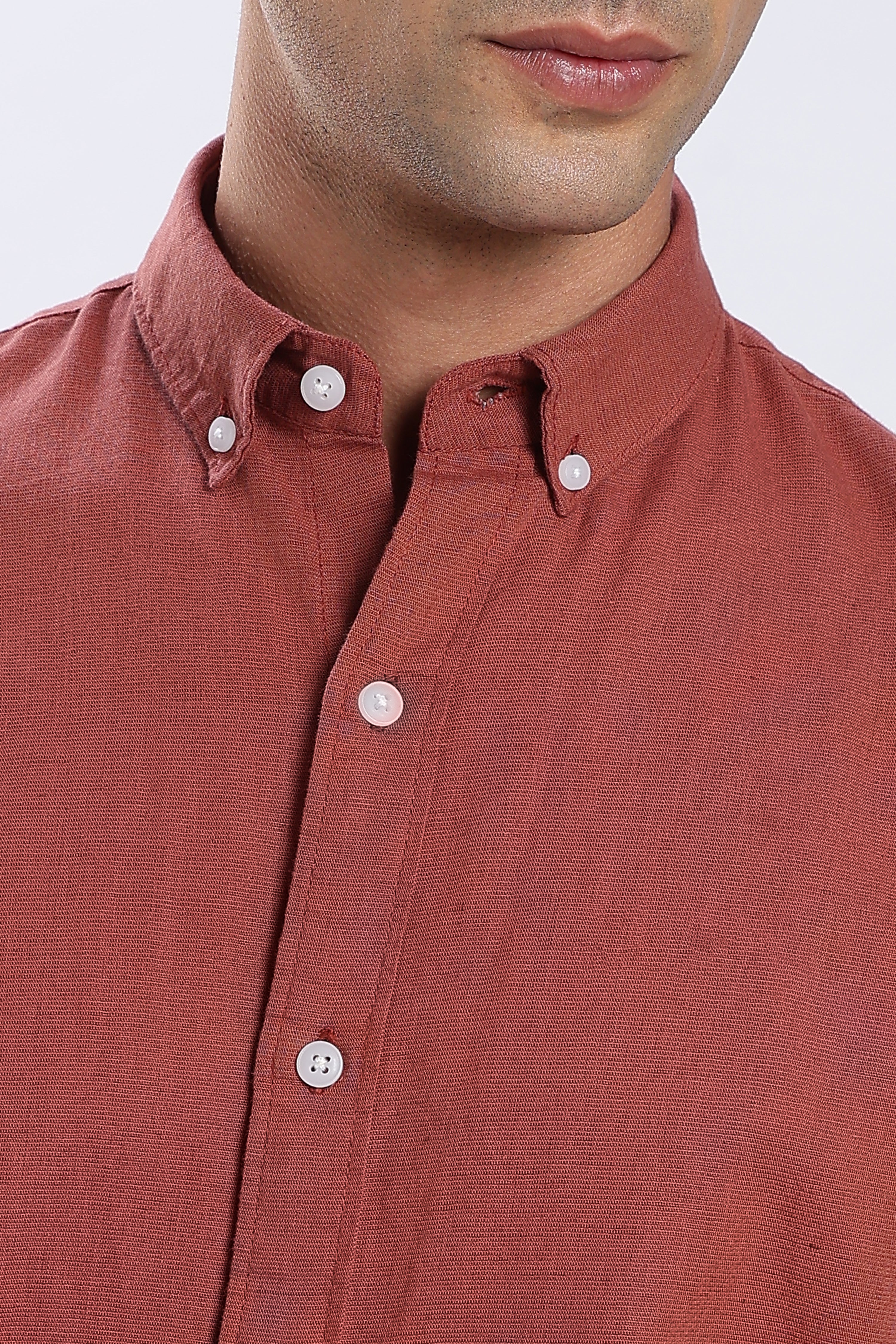 Rust Linen Blend Shirt