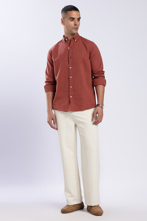 Rust Linen Blend Shirt